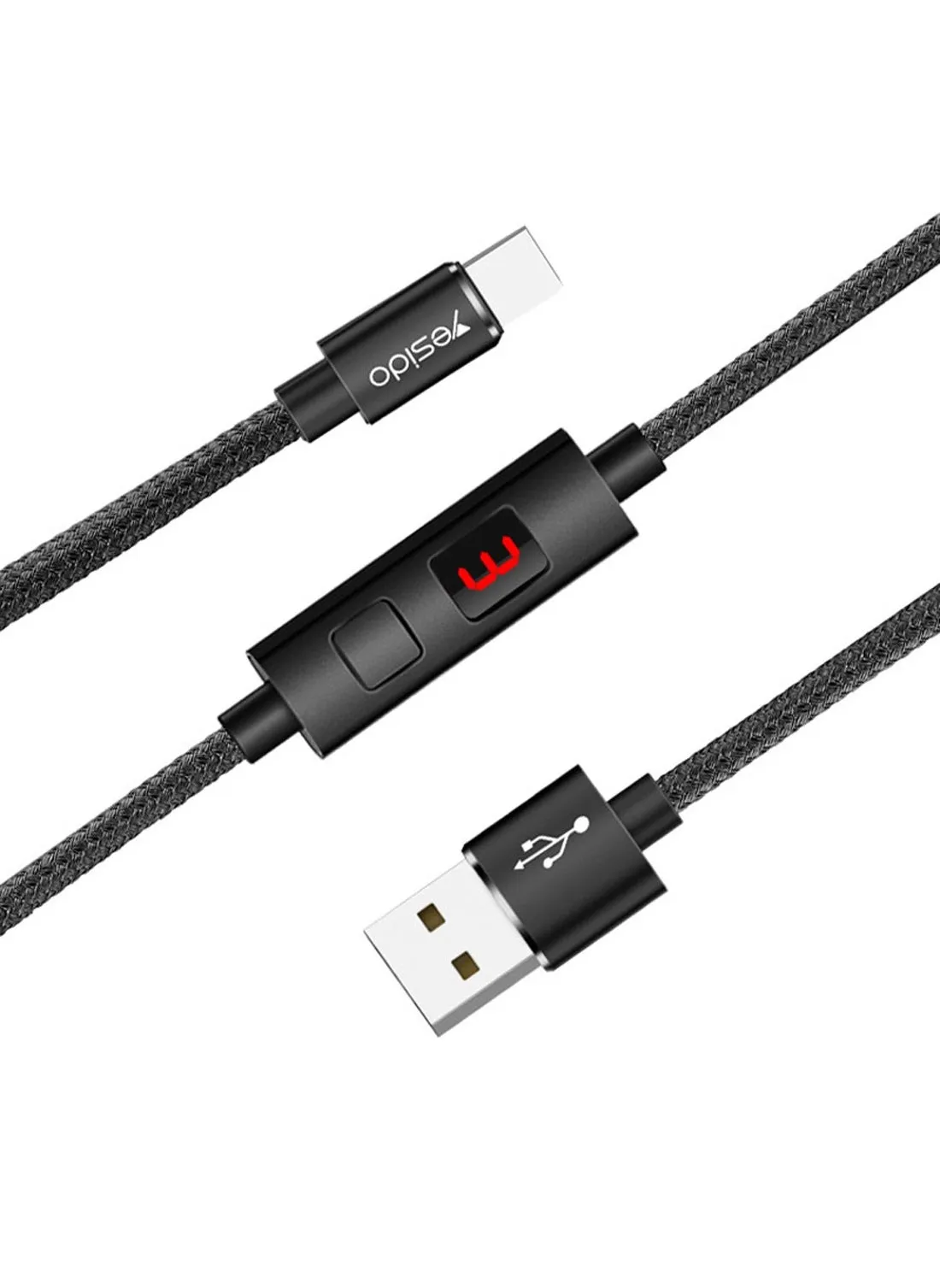 يسيدو CA46 توقيت قطع / فصل كابل بيانات USB إلى Type-C بقدرة 5 أمبير - أسود-1