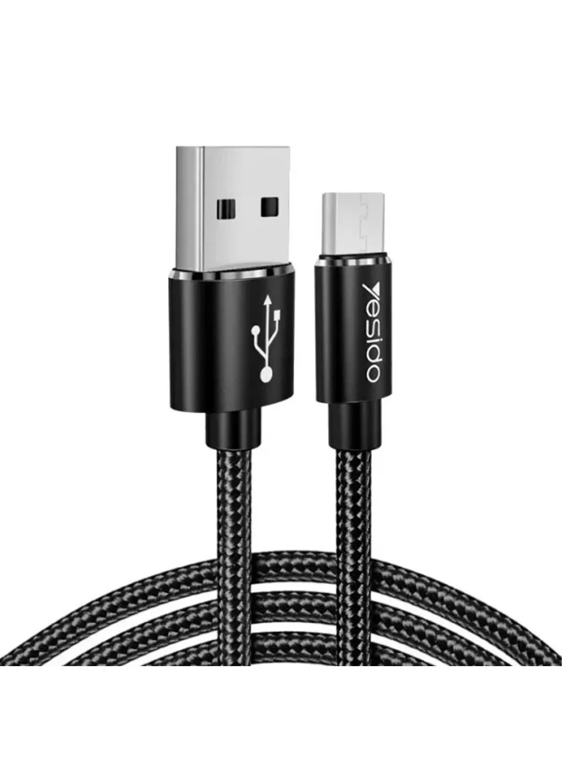 يسيدو CA58 مصنع 2.4 أمبير 3 متر شاحن هاتف محمول بطول USB إلى كابل بيانات واجهة صغيرة - أسود-1