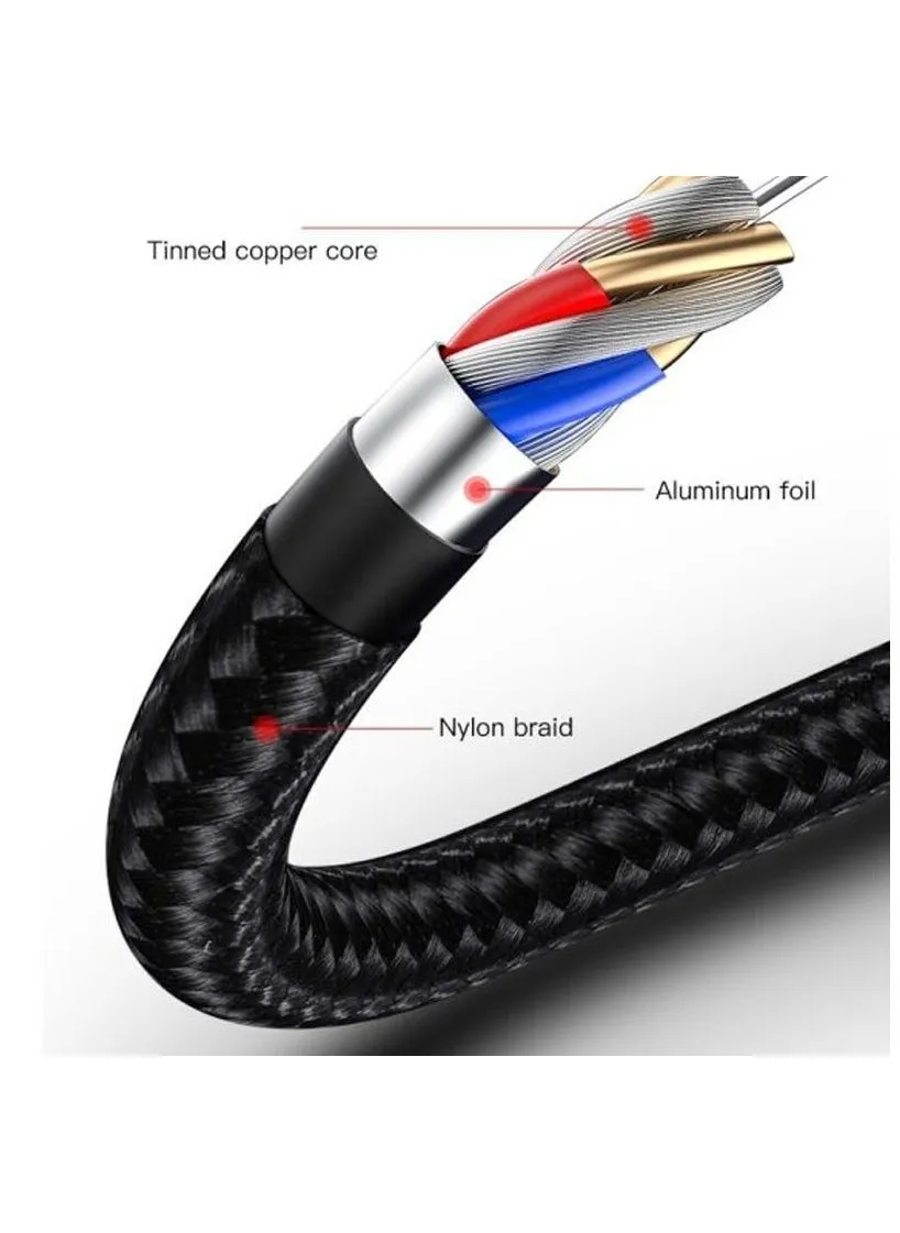 يسيدو CA58 مصنع 2.4 أمبير 3 متر شاحن هاتف محمول بطول USB إلى كابل بيانات واجهة صغيرة - أسود-2