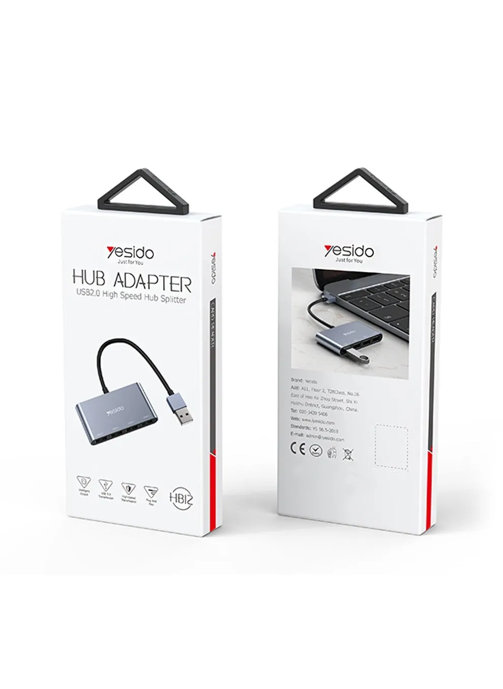 Yesido HB12 أرخص قابس USB محمول إلى 4 منافذ USB مقسم محول محور USB - أسود-1