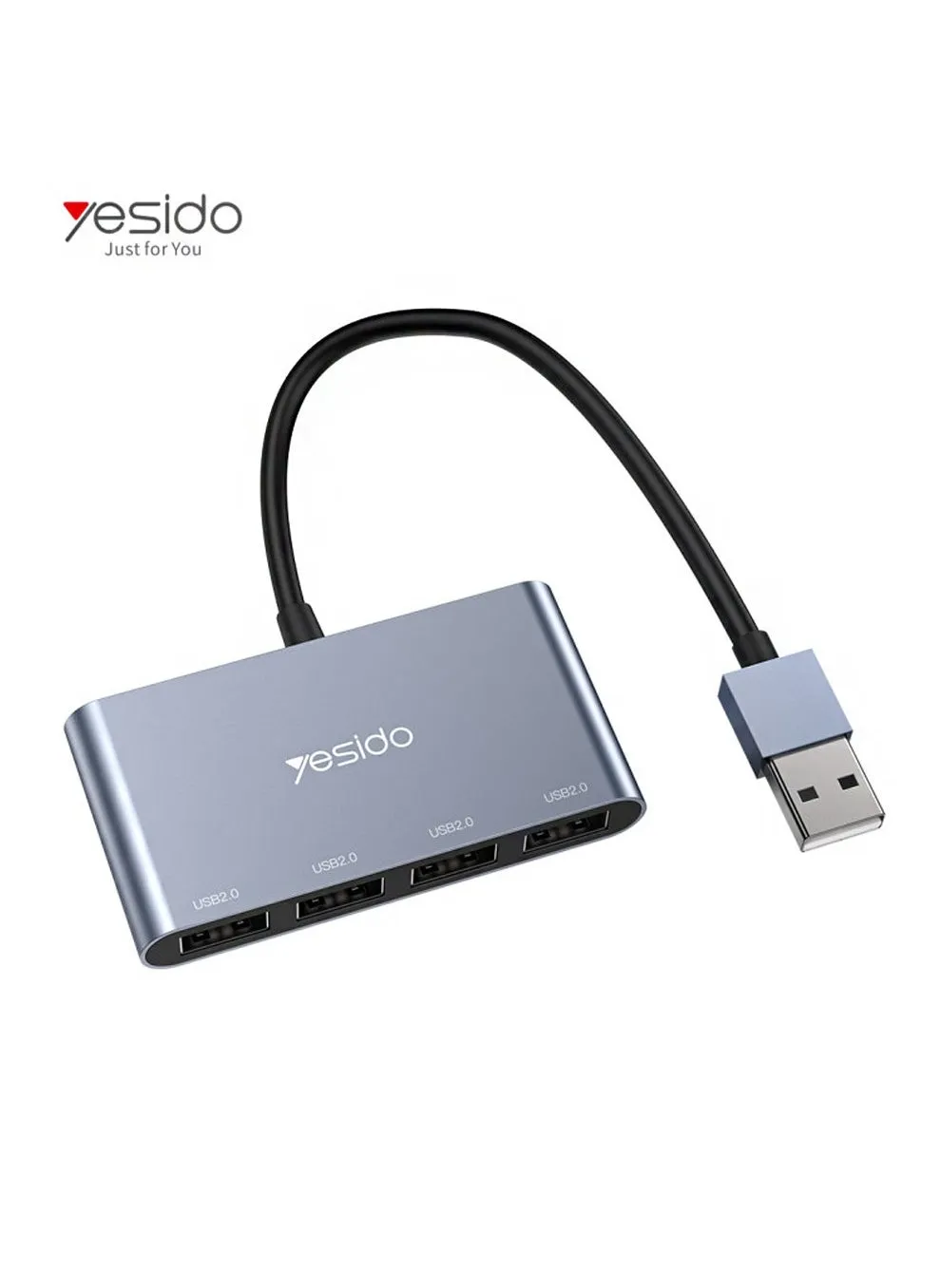 Yesido HB12 أرخص قابس USB محمول إلى 4 منافذ USB مقسم محول محور USB - أسود-2