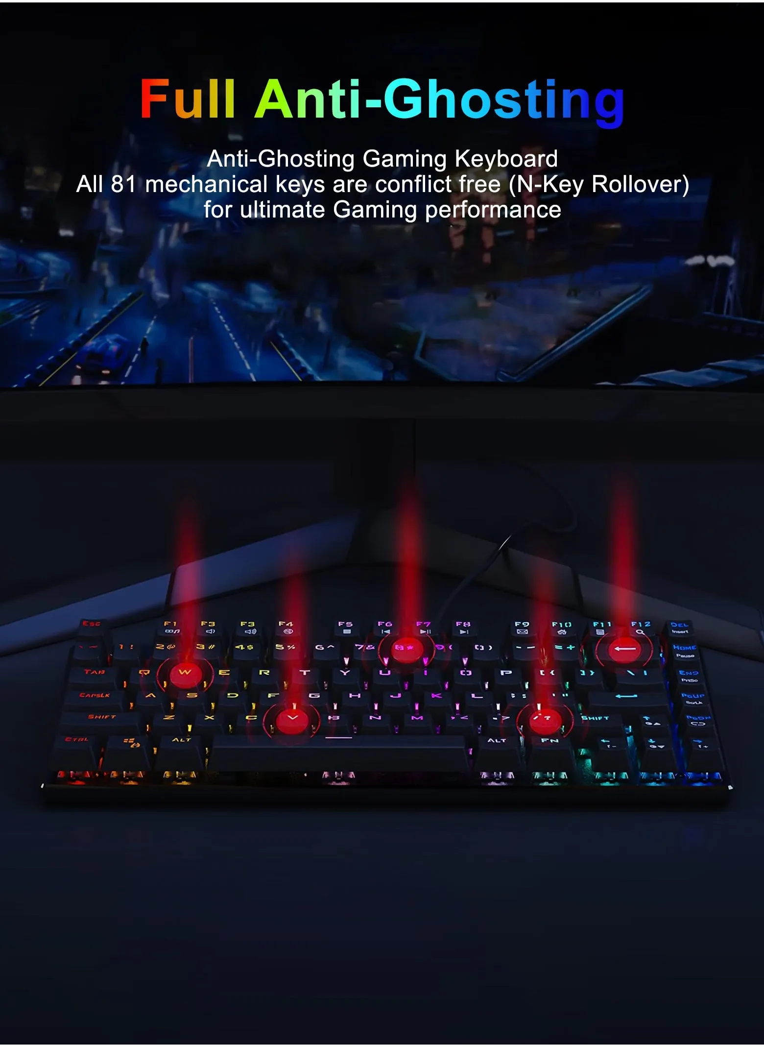 لوحة مفاتيح ميكانيكية للألعاب الميكانيكية Z-88 RGB، لوحة معدنية، مفاتيح خطية حمراء، 75% 81 مفتاحًا مدمجة لماك والكمبيوتر الشخصي، أسود-2