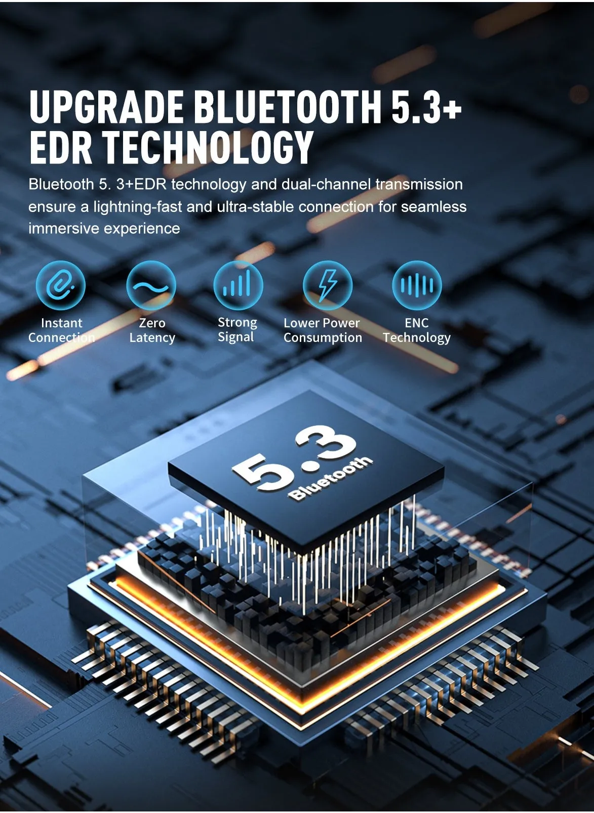 ZIPFORCE - سماعات لاسلكية حقيقية ، في الأذن سماعة بلوتوث 5.3 4 ميكروفون ENC الاتصال واضحة ، سماعة بلوتوث التحكم باللمس 30 وقت اللعب ، IPX6 TWS للماء ، ضوء سماعة-2